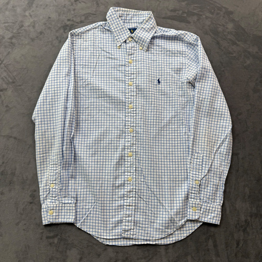 Ralph Lauren Mens Blue White Gingham Check Cotton Button Down Shirt Small SP
